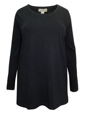 Big-Size Baumwolle Langarm Shirt Tunika Janet & Joyce schwarz Gr. 48 - 54 OJJ1