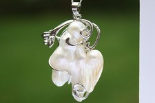 P80 Muschel Perlmutt Perlen Schmuck Anhänger Antik Collier ohne Halskette 