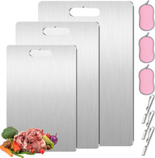 3 Stück Titan Schneidebrett Edelstahl Schneidebrett Set, Titanium Cutting Board 