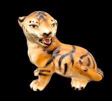 Tiger italienische Hollywood Regency Craquele Keramik Figur 32x28x18cm 60er top