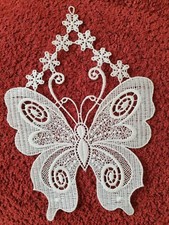 Plauener Spitze Fensterbild Schmetterling Fensterdeko Deko Frühling Sommer weiß