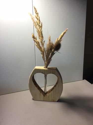 Holzvase mit reagenzglas - mit,