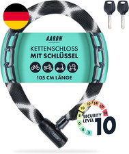 AARON Cobra Fahrradschloss Mit Schlüssel, 105Cm Kettenschloss Aus Stahl Und Hohe
