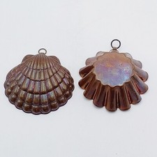 2 Kupfer Backform Kuchenform  Jakobsmuscheln Frankreich Muschel 