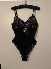 Jette JOOP Spitzen Body Lace Sexy Lingerie Unterwäsche 85D Schwarz Nude