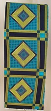 Stoffe Baumwolle Meterware - afrikanische Stoffe - Motiv - blaues Quadrat