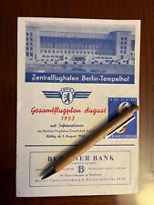 Flugplan August 1953  Flughafen Berlin Tempelhof  Berlinverkehr Time Table