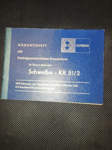 Simson garantieheft schwalbe - simson,