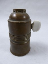 alte original Messing Lampenfassung E27 Porzellan Drehschalter