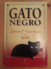 Retro Blechschild Metallschild GATO NEGRO chilenischer Wein