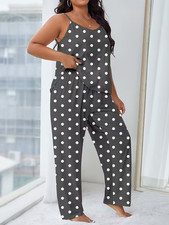Pyjama Set Damen grau, Punkte