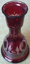 Böhmischer Prunk Glas Karaffe Vase Dekantierausgießer rubinrot 30 cm hoch