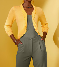 621012+Heine by Witt Weiden Damen Strickjacke gelb Bolero Weste Gr. 38- 52 NEU