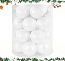 24x Christbaumkugeln Weiß Glas Weihnacht Kugeln 6-8cm Weihnachtsbaumschmuck Deko