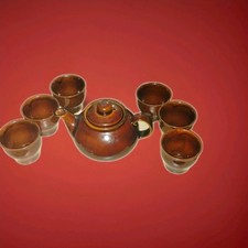 VEB Steingutwerk Torgau DDR Teeset Sehr Guter Zustand Vintage Set 1970 Braun