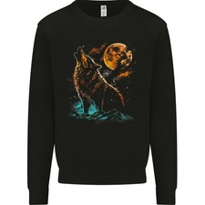 Ein Wolf Heult Mit Dem Mond Bei Nacht Herren Sweatshirt Pullover