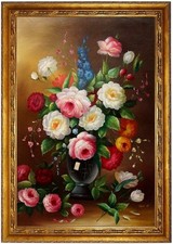Ölbild BLUMEN Gemälde Blumenstillleben auf Leinwand ÖLGEMÄLDE HANDGEMALT60x90cm