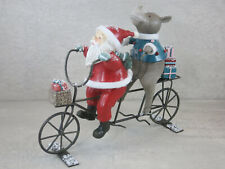 Weihnachtsmann mit Nashorn auf Fahrrad, Dekoration, KE 3694