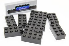 Lego (c) 10x 2x4 - Basic Stein - schwarz - Grundbausteine - #3001 - brick black