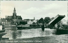 Ansichtskarte Leer Ostfranken Hafen mit Klappbrücke Rathaus (Nr.9602)