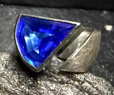 Schöner Ring Silber 925 Gr.55,5 mit blauen Stein, auffälliges Design (AN6)