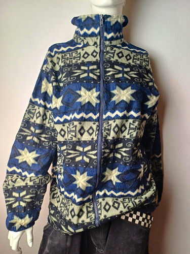 Damen fleecejacke blau weiß - damen, blau/weiß