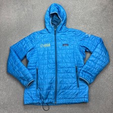Patagonia Jacket Womens Large Blue Nano Puff Bivy Prmialoft Hoody Coat Lady*