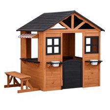 Wiltec Spielhaus für Kinder 178x126x158cm Holz Kinderspielhaus Gartenspielhaus