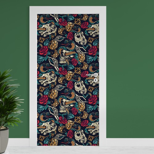Türfolie skulls snakes - türfolie, "skulls'n'snakes"