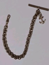Taschenuhrenkette silberfarben 23cm mit Anhänger Anker Uhrenkette (35)