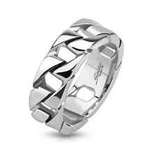 Ring Edelstahl Herren Panzerketten-Design Massiv Biker Hochglanzpoliert Bandring