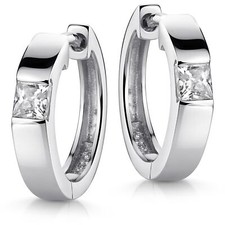 MATERIA Creolen Zirkonia Damen Ohrringe Silber 925 rhodiniert 17mm 