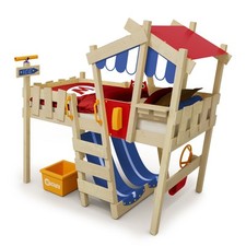 WICKEY Kinderbett Hochbett CrAzY Hutty - Spielbett aus Massivholz - 90x200 cm