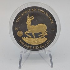 Gabun Springbock 2017 Silber vergoldet 1000 Francs st Teilvergoldet geschwärzt