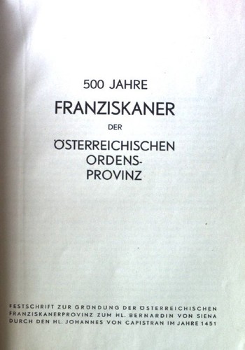 500 jahre franziskaner - 500,