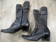 DICK BOONS tolle hohe Stiefel mit Rüschenrand schwarz Gr. 38 TOP  ZC917