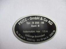 Typenschild Schild ESPE Peitz Anhänger Achse B 356-86 s74