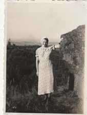 Vintage Foto Schöne Frau im Sommerkleid Mode Momentaufnahme 30/40er Jahre