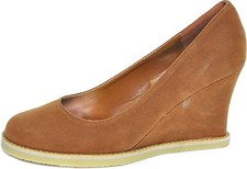 Vintage VELOURS Keilabsatz WEDGES Schuhe Creme Rockabilly Pumps