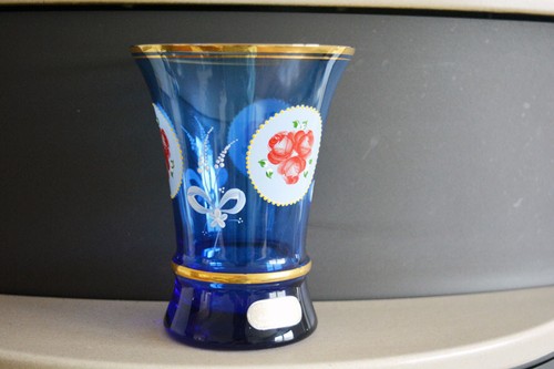 Blumenvase blau glasmalerei - blumenvase,