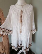 Neu ❤️ Italy ❤️ Boho Tunika Kleid Spitze Pailletten rosegold Onesize 40 42 44