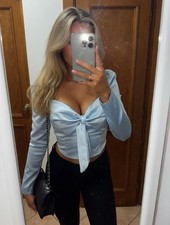Hellblaues crop top - |, langarm