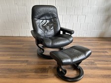 Stressless Sessel schwarz Leder Relaxfunktion mit Hocker breit