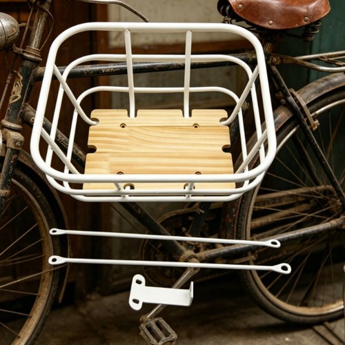 Fahrradkorb mit holzbrett vorn - holzbrett,