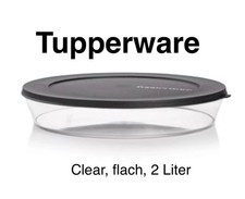 Tupperware Clear Collection flach 2 L Servieren Tupper Schale Teller Line Neu