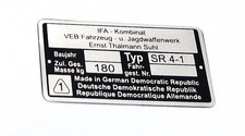 Rahmenplakette Typenschild