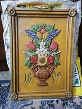 Wachsbild Blumenvase 1809, 47 cm / 33 cm / 3,5 cm