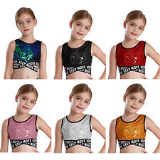 Kinder Mädchen Weste Street Crop Top Tank Oberteil Rave Tops Show Bluse Tanz BH