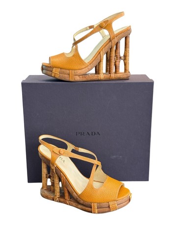 Prada sandalen wedges bamboo - prada,
