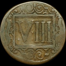 COESFELD - STADT: 8 Pfennig 1713. MOTIV "STIER" / "KUH-KOPF".